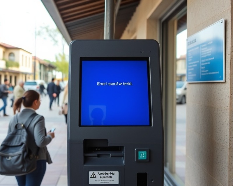 Antes — Terminal bloqueado por un error de aplicación y fuera de servicio.